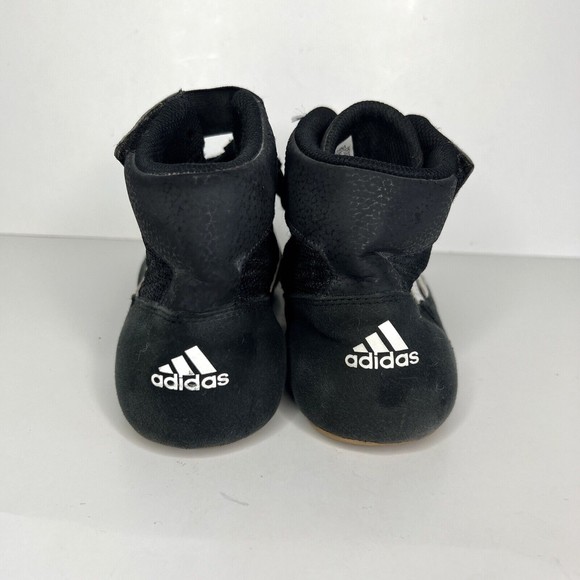 Adidas Wrestling Shoes Mens 9.5 Mid Sneakers Black Leather Lace Up Strap AQ3325 main image 5